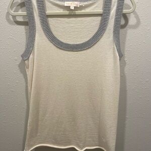Tory Burch cashmere Ivory Tank Top with Charcoal Trim